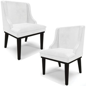 Kit 2 Cadeiras Decorativas Sala de Jantar Base Fixa de Madeira Firenze PU Branco Brilho/Preto G19 - Gran Belo