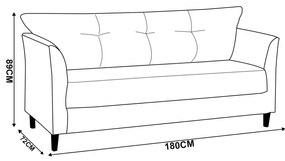 Sofá 3 Lugares Living para Sala Leblon 180cm Linho Marrom Cacau E03 - D'Rossi