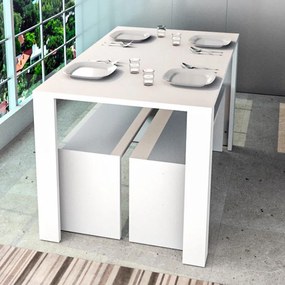 Conjunto Completo Com Mesa De Jantar E 2 Bancos Liv - Branco