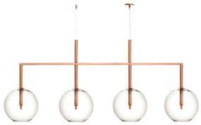 Pendente Solênio Retangular Barra E Tubo 145X25X61Cm Globo Aberto Ø25C... (BRANCO / COBRE BRILHO, AMBAR)