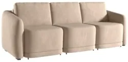 Sofá Cama Casal para Sala 336cm Polska Z08 Veludo Bege - Mpozenato
