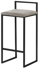 Banqueta Decorativa Selena Base Preta Veludo Cinza G41 - Gran Belo