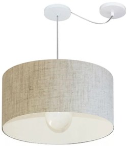 Lustre Pendente Cilíndrico Com Desvio de Centro Vivare Md-4232 Cúpula em Tecido 55x25cm - Bivolt