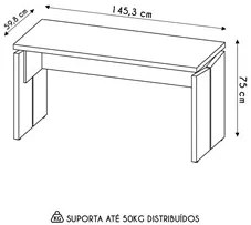 Mesa Para Escritório Home Office 145cm Corp A06 Freijó/Branco - Mpozen