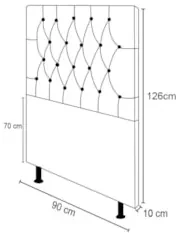 Cabeceira Cama Box Solteiro 90cm Diamante Veludo Preto Z51 - Mpozenato