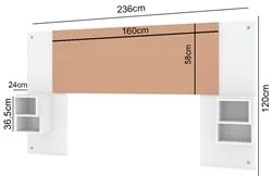 Cabeceira Extensível Solteiro Casal com 2 Mesas Lateral Japão V02 Bran