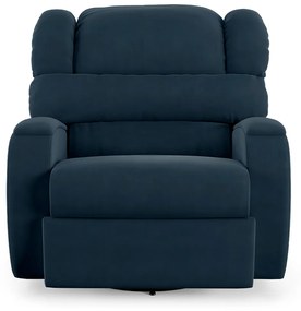 Poltrona do Papai Sala de Cinema Reclinável Kylie Glider Manual Giratória Massagem USB Veludo Azul G23