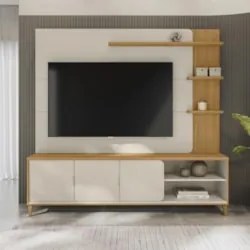 Estante Painel Para TV 70 Pol 200cm Apollo Tauari/Off L06 - Mpozenato