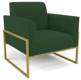 Poltrona Base Industrial Alta Dourado Marisa Veludo Verde D03 - D'Rossi