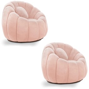 Kit 02 Poltronas Decorativa Orgânica para Sala Cloud Bouclê E03 - D'Rossi - Rose