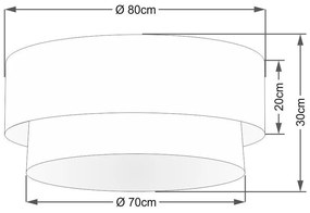 Plafon Duplo Cilíndrico Vivare Md-3065 Cúpula Tecido 80x70cm - Bivolt