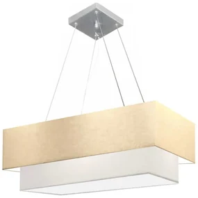 Lustre Pendente Retangular Bege e Branco MJ-4321 Para Mesa de Jantar e Estar