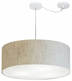 Lustre Pendente Cilíndrico Com Desvio Md-4266 Cúpula em Tecido 60x21cm Rustico Bege - Bivolt