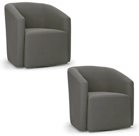 Poltrona Decorativa Base Giratória Kit 2 Stella Max Suede D03 - D'Rossi - Grafite