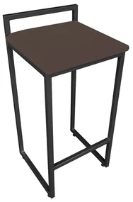 Banqueta Alta Industrial Pietra Suede Base Preto D'Rossi - Marrom