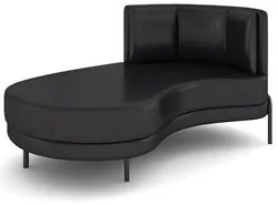 Chaise Longue Divã 164cm Braço Direito Logus D06 Sintético Preto - Mpo