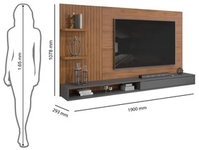 Painel para TV até 60 Polegadas Bento Carvalho Freijó Cinza Urbano DJ Móveis