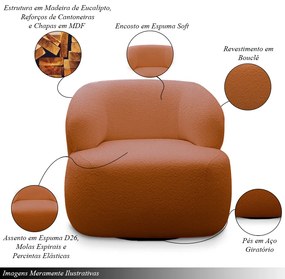 Kit 2 Poltronas Decorativas Charlote Sala de Estar Base Giratória em Aço Bouclê Terracota G88 - Gran Belo