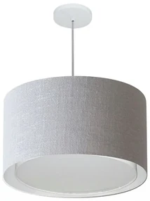 Lustre Pendente Cilíndrico Duplo Md-4287 Cúpula em Tecido 45x30cm Rustico Cinza - Bivolt
