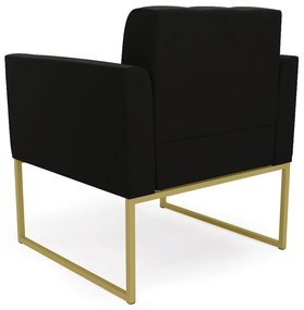 Poltrona Elisa Suede Base Metálica Industrial Dourado - D'Rossi - Preto