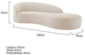 Divã Recamier Orgânico França 160cm Lado Direito Linho - ADJ Decor