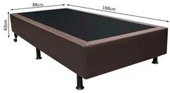 Base Box para Cama Solteiro 88x188cm Liz S05 Sintético Marrom - Mpozen