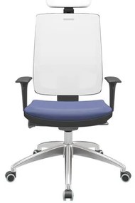 Cadeira Office Brizza Tela Branca Com Encosto Assento Facto Dunas Azul Autocompensador 126cm - 63259 Sun House