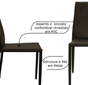 Kit 5 Cadeiras Decorativas Sala e Cozinha Karma PVC Marrom G56 - Gran Belo