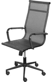 Cadeira Office Eames Alta Dark Tela Cinza com Base Rodizio Preta - 74389 Sun House