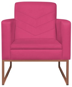 Poltrona Bella Base de Ferro Bronze Suede Pink - ADJ Decor