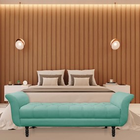 Recamier Olinda Suede 160 cm Pés Torneados Tabaco - D'Rossi - Azul Turquesa