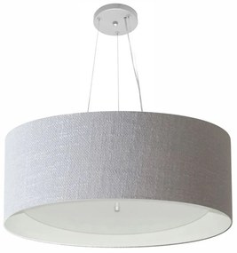 Lustre Pendente Cilíndrico Vivare Md-4013 Cúpula em Tecido 60x25cm - Bivolt