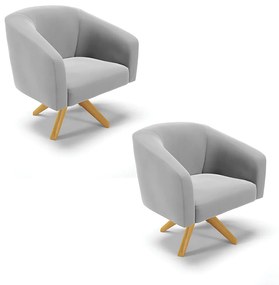 Poltrona Decorativa Giratória MA30 Kit 2 Stella Suede Cinza D03 - D'Rossi
