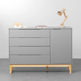 Cômoda Elfe 4 Gavetas e 1 Porta com Pés Square Natural – Cinza Fosco