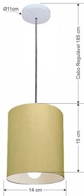 Lustre Pendente Cilíndrico Md-4200 Cúpula em Tecido 14x15cm Algodão Crú - Bivolt