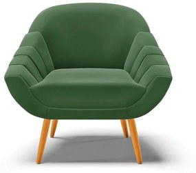 Poltrona Giovana Suede Verde Pés Palito Castanho - D'Rossi