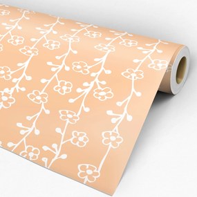 Papel de parede adesivo floral creme e branco