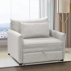 Poltrona Cama Retrátil Solteiro com Rodízio Cloe Bouclê Cinza Claro E03 - D'Rossi