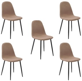 Kit 5 Cadeiras Decorativas Sala e Escritorio Base Preta Emotion Caqui Linho G56 - Gran Belo