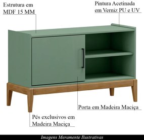 Rack Decorativo Armie 01 Porta Madeira G74 Verde/Freijó - Gran Belo