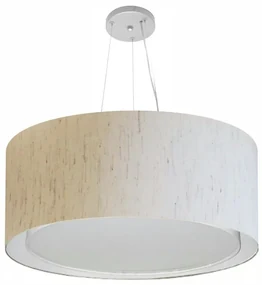 Pendente Cilíndrico Linho Bege MJ-4302 Para Mesa de Jantar e Estar