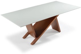 Mesa de Jantar Elliz Retangular Tampo Laqueado com Vidro Base Lâmina Tauari Design by Emerson Borges – B2 Design