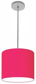 Luminária Pendente Vivare Free Lux Md-4107 Cúpula em Tecido 25x20cm - Pink - Canopla cinza e fio transparente