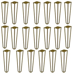 Kit 20 Pés de Metal 25 CM Hairpin Legs Rack e Puffs Dourado G41