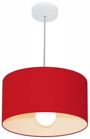 Lustre Pendente Cilíndrico Md-4146 Cúpula em Tecido 40x30cm Bordo - Bivolt
