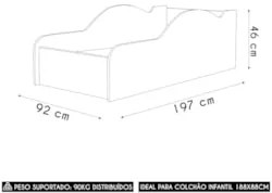Cama Solteiro Infantil 188x88cm Personagens Carro Vermelho Z53 - Mpoze