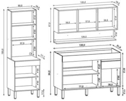 Armário de Cozinha 3 Peças Balcão 120cm sem Tampo Lina03 Z06 Supremo/F