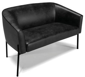 Sofá 2 Lugares Namoradeira Pé de Ferro Preto Stella Sintético PU D03 - D'Rossi - Preto