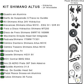 Bicicleta Esportiva Aro 29 Shimano Altus Suspensão Freio a Disco Toro Quadro 18 Alumínio Amarelo Fosco - Colli Bike