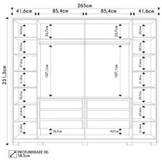 Guarda Roupa Casal 6 Portas 6 Gavetas 265cm Quintus Freijó/Off White -